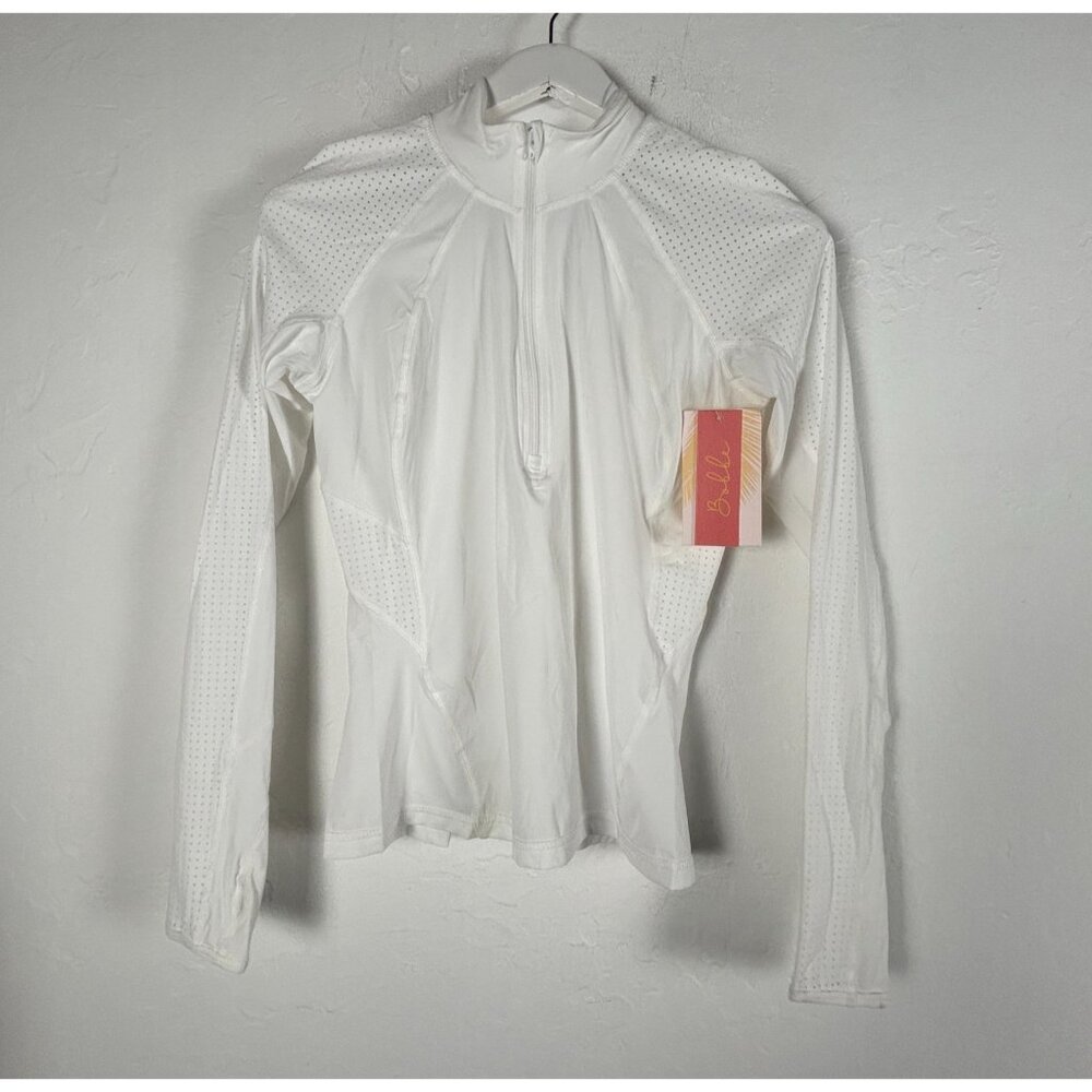 Bobbe Womens White Long-Sleeve Half-Zip Athletic Pullover Top XS UPF 50+ UV New